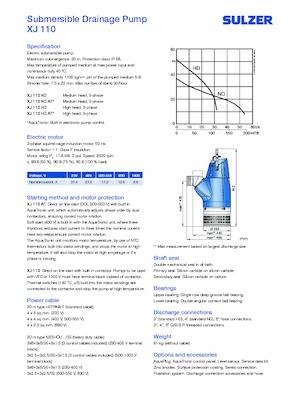 Sewage Pumps Sulzer XJ 110 HD