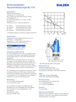 Sewage Pumps Sulzer XJ 110 ND