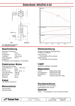 Wastewater Pumps Tsurumi-Pumpen 80UZ45.5