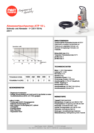 Wastewater Pumps Mast-Pumpen ATP 10 L