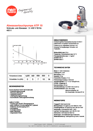 Wastewater Pumps Mast-Pumpen ATP 10