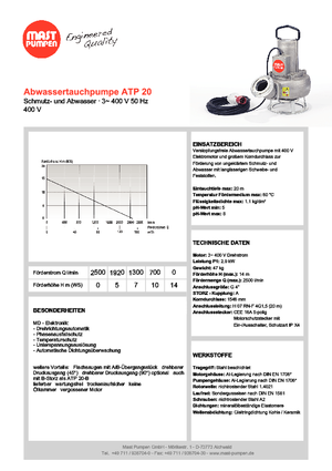 Wastewater Pumps Mast-Pumpen ATP 20