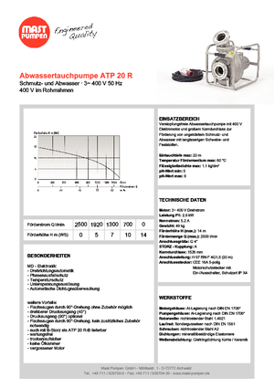 Wastewater Pumps Mast-Pumpen ATP 20 R