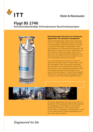 Wastewater Pumps Flygt-Pumpen BS 2750 MT