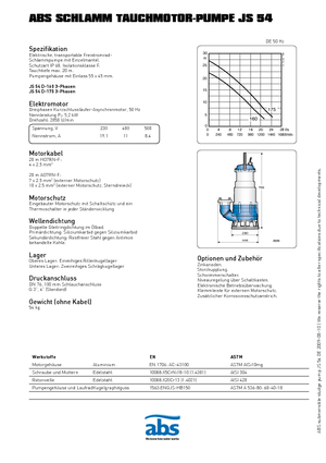 Wastewater Pumps ABS-Pumpen JS 54 D
