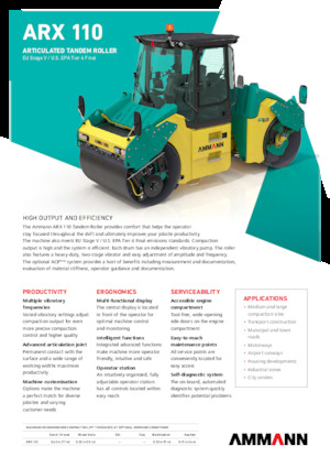 Tandem titreşimli silindirler Ammann ARX 110 St V