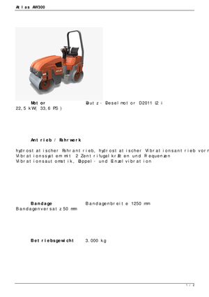 Tandem Vibration Rollers Atlas AW 300