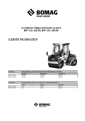 Tandem titreşimli silindirler Bomag BW 151 AD-50