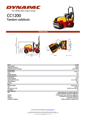 Tandem titreşimli silindirler Dynapac CC 1200