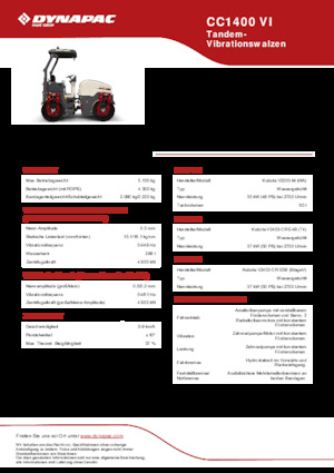 Tandem Vibration Rollers Dynapac CC 1400 VI