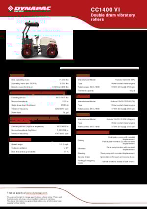 Tandem Vibration Rollers Dynapac CC 1400 VI