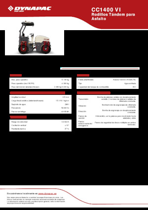 Tandem Vibration Rollers Dynapac CC 1400 VI
