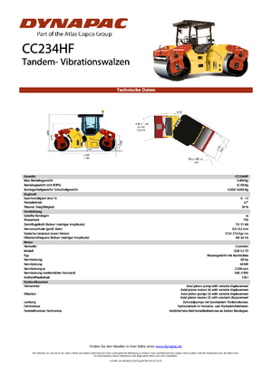 Tandem Vibration Rollers Dynapac CC 234 HF