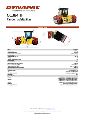 Tandem Vibration Rollers Dynapac CC 384 HF
