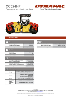 Tandem Vibration Rollers Dynapac CC 524 HF