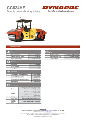 Tandem Vibration Rollers Dynapac CC 624 HF