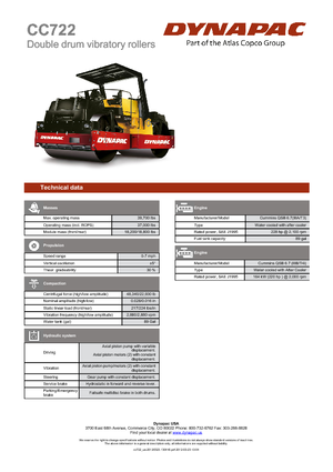 Tandem Vibration Rollers Dynapac CC 722
