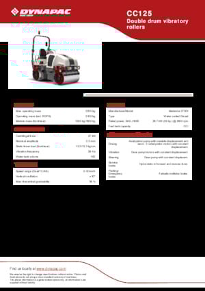 Tandem titreşimli silindirler Dynapac CC125