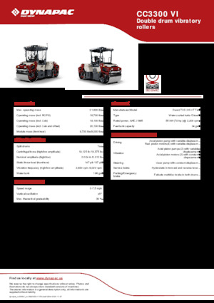 Tandem Vibration Rollers Dynapac CC3300 VI