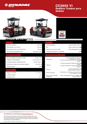 Tandem Vibration Rollers Dynapac CC3800 VI