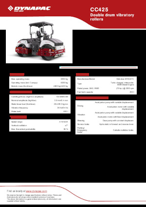 Tandem Vibration Rollers Dynapac CC425
