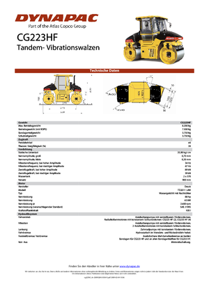 Tandem Vibration Rollers Dynapac CG 223 HF