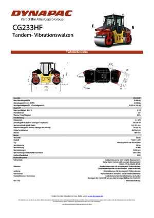 Tandem Vibration Rollers Dynapac CG 233 HF