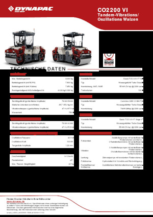 Tandem Vibration Rollers Dynapac CO2200 VI
