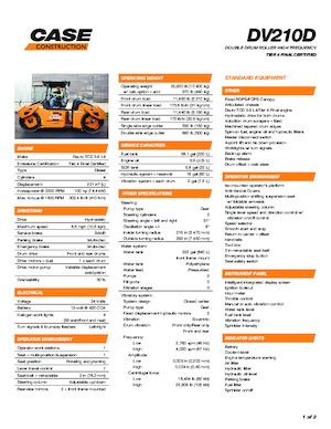 Tandem titreşimli silindirler Case DV210D HF