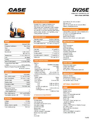 Tandem titreşimli silindirler Case DV26E
