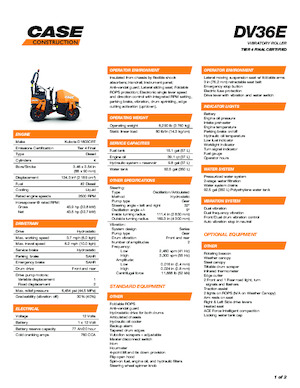 Tandem titreşimli silindirler Case DV36E