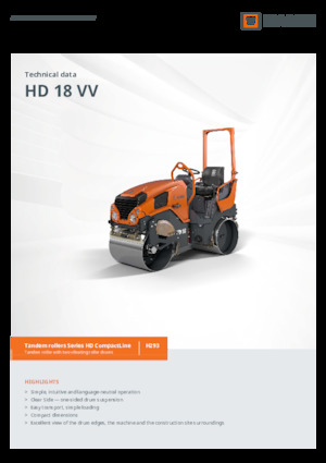 Tandem Vibration Rollers Hamm HD 18 VV