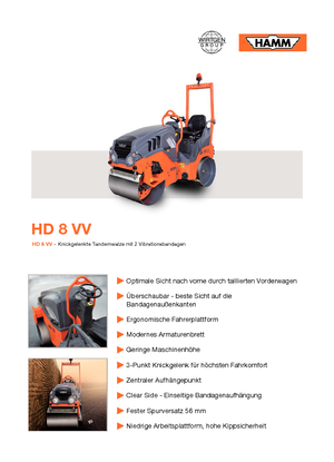Tandem Vibration Rollers Hamm HD 8 VV