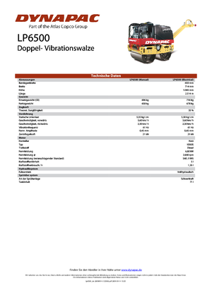 Tandem Vibration Rollers Dynapac LP 6500