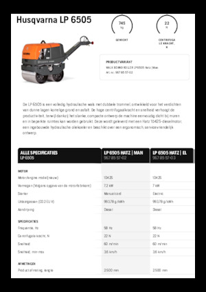 Tandem Vibration Rollers Husqvarna LP 6505