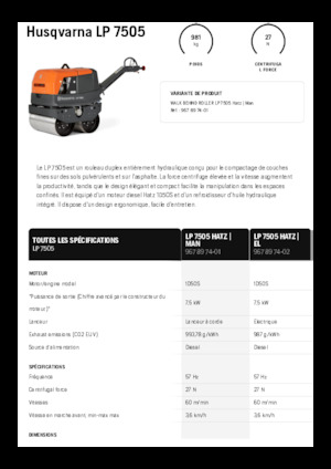 Tandem Vibration Rollers Husqvarna LP 7505