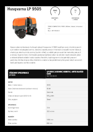 Tandem Vibration Rollers Husqvarna LP 9505