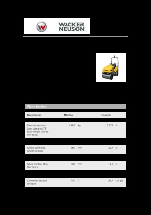 Tandem Vibration Rollers Wacker Neuson RD 16-90