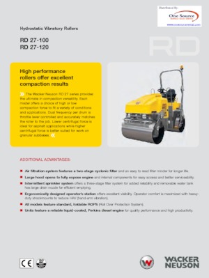 Tandem Vibration Rollers Wacker Neuson RD 27-120 C