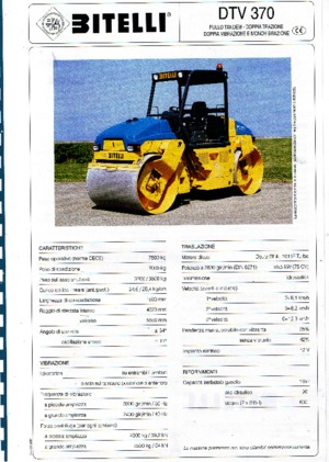 Tandem titreşimli silindirler Bitelli DTV 370