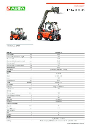 Telehandlers Ausa T 144 H Plus