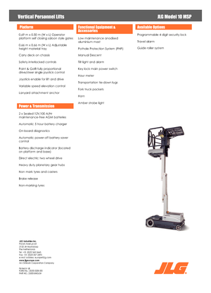 Single Vertical Mast Boom Lifts JLG 10MSP