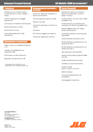 Single Vertical Mast Boom Lifts JLG 20AM