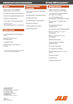 Tek Dikey Direkli Sepetli Vinçler JLG 20AM