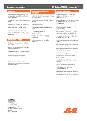 Single Vertical Mast Boom Lifts JLG 20AM