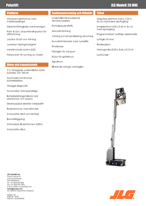 Single Vertical Mast Boom Lifts JLG 20MVL