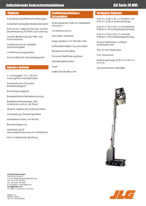 Single Vertical Mast Boom Lifts JLG 20MVL