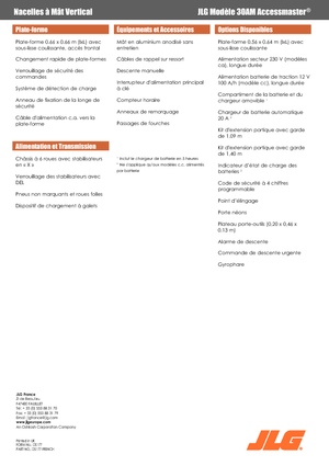 Tek Dikey Direkli Sepetli Vinçler JLG 30AM