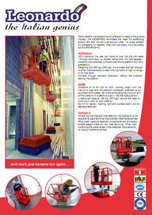 Single Vertical Mast Boom Lifts Bravi Leonardo Outdoor