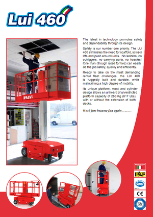 Single Vertical Mast Boom Lifts Bravi Lui 460